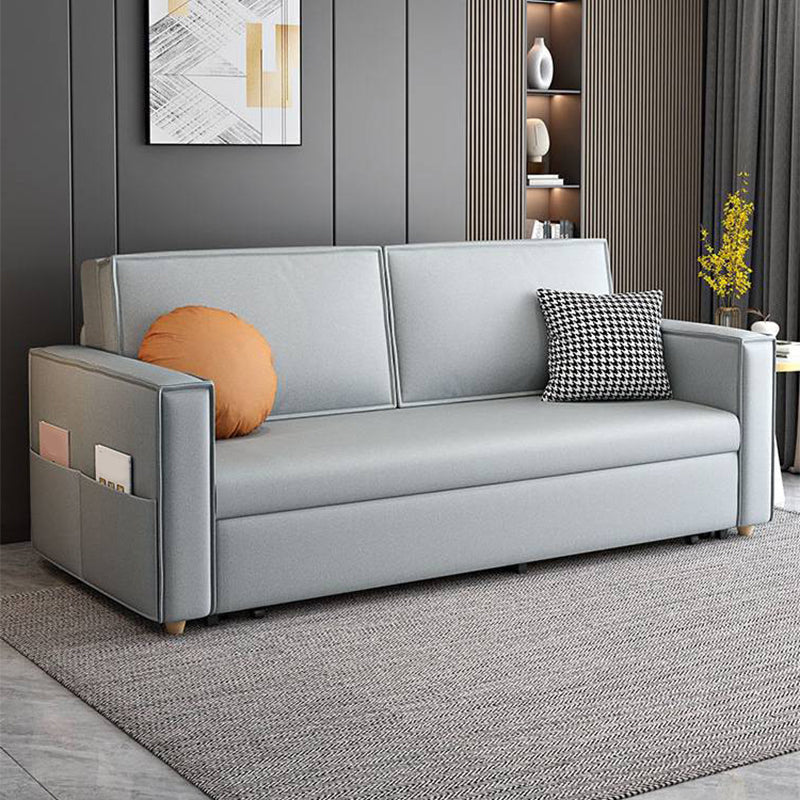 Scandinavian Sofa Bed Faux Leather Sleeper Sofa with Storage Light Gray Latex & Coir Clearhalo 'furn' 'furn_futons' 'Furniture' 'Futons & Daybeds' 'Futons' 'Living Room Furniture' 6552866