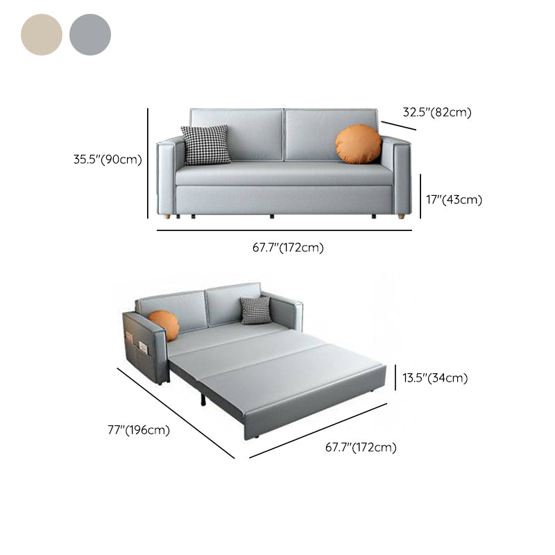 Scandinavian Sofa Bed Faux Leather Sleeper Sofa with Storage Clearhalo 'furn' 'furn_futons' 'Furniture' 'Futons & Daybeds' 'Futons' 'Living Room Furniture' 6552870