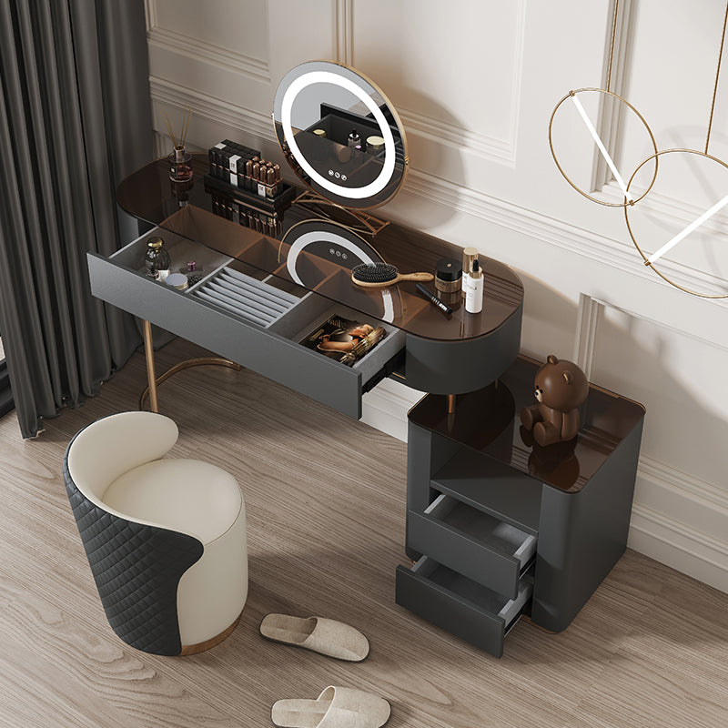 Tavolo da vanità superiore in vetro set di vanità specchio rimovibile con cassetto
