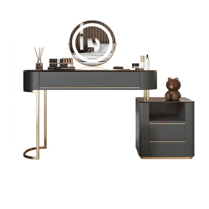Tavolo da vanità superiore in vetro set di vanità specchio rimovibile con cassetto