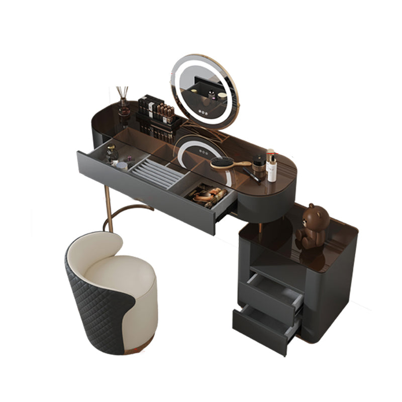 Tavolo da vanità superiore in vetro set di vanità specchio rimovibile con cassetto