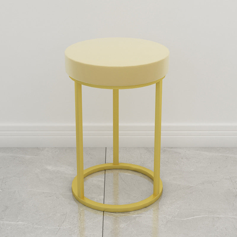 Mildew Resistant Ottoman Plain Velvet Contemporary Round Metal Frame Ottoman Yellow 1 Piece Gold Clearhalo 'furn' 'furn_ottomans_poufs' 'Furniture' 'Living Room Furniture' 'Ottomans & Poufs' 'ottomans_poufs' 6552900