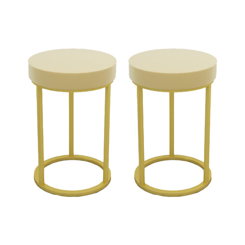 Mildew Resistant Ottoman Plain Velvet Contemporary Round Metal Frame Ottoman Yellow 2 Piece Set Gold Clearhalo 'furn' 'furn_ottomans_poufs' 'Furniture' 'Living Room Furniture' 'Ottomans & Poufs' 'ottomans_poufs' 6552901