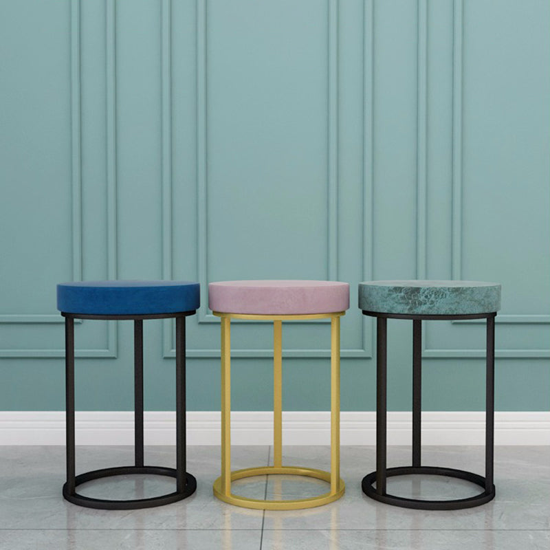 Mildew Resistant Ottoman Plain Velvet Contemporary Round Metal Frame Ottoman Clearhalo 'furn' 'furn_ottomans_poufs' 'Furniture' 'Living Room Furniture' 'Ottomans & Poufs' 'ottomans_poufs' 6552902