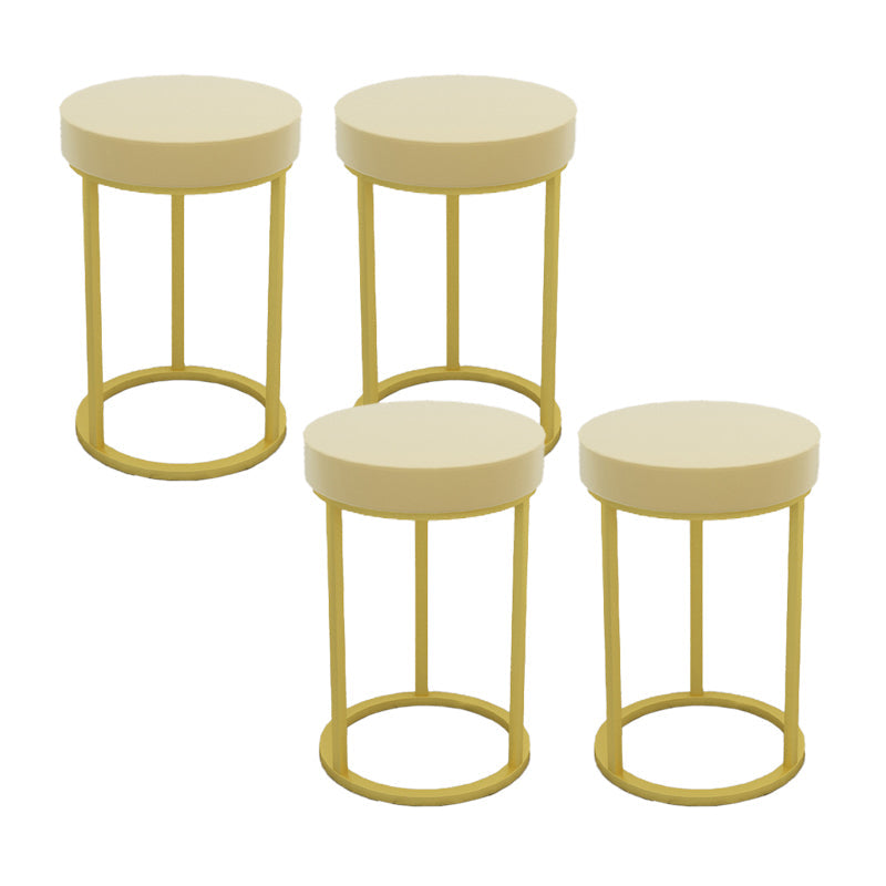 Mildew Resistant Ottoman Plain Velvet Contemporary Round Metal Frame Ottoman Yellow 4 Piece Set Gold Clearhalo 'furn' 'furn_ottomans_poufs' 'Furniture' 'Living Room Furniture' 'Ottomans & Poufs' 'ottomans_poufs' 6552904