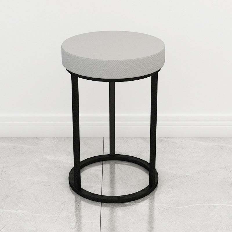 Mildew Resistant Ottoman Plain Velvet Contemporary Round Metal Frame Ottoman Gray 1 Piece Black Clearhalo 'furn' 'furn_ottomans_poufs' 'Furniture' 'Living Room Furniture' 'Ottomans & Poufs' 'ottomans_poufs' 6552906