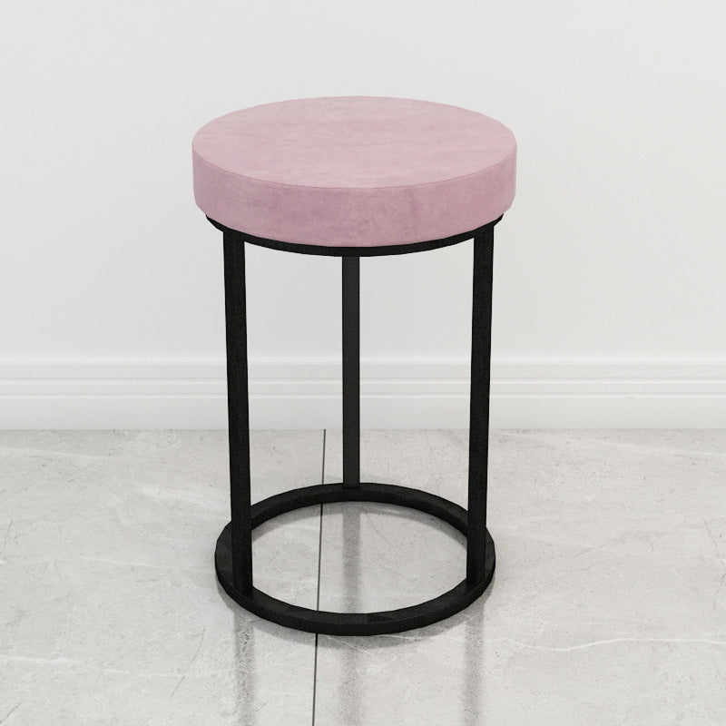 Mildew Resistant Ottoman Plain Velvet Contemporary Round Metal Frame Ottoman Pink 1 Piece Black Clearhalo 'furn' 'furn_ottomans_poufs' 'Furniture' 'Living Room Furniture' 'Ottomans & Poufs' 'ottomans_poufs' 6552912