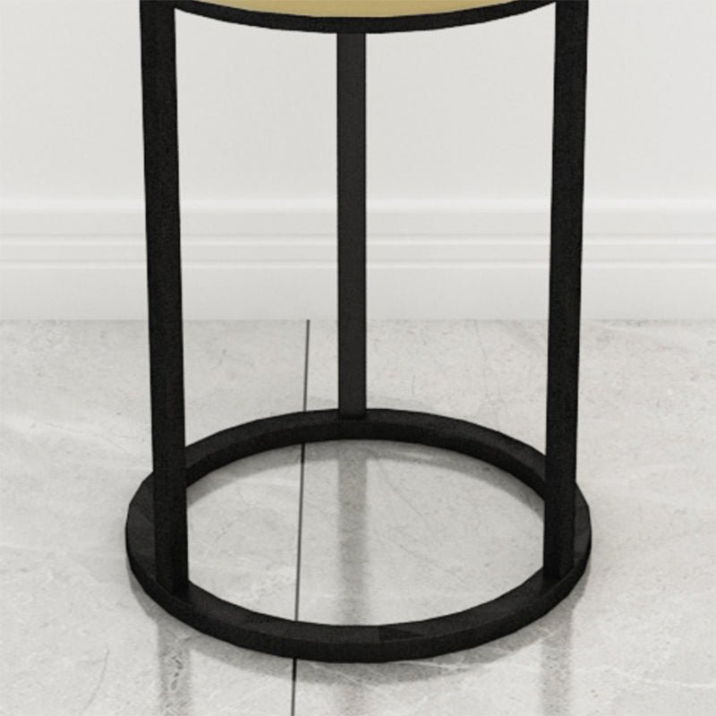 Mildew Resistant Ottoman Plain Velvet Contemporary Round Metal Frame Ottoman Clearhalo 'furn' 'furn_ottomans_poufs' 'Furniture' 'Living Room Furniture' 'Ottomans & Poufs' 'ottomans_poufs' 6552913