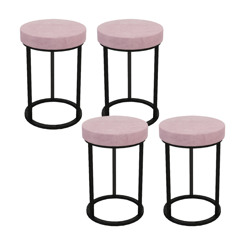 Mildew Resistant Ottoman Plain Velvet Contemporary Round Metal Frame Ottoman Pink 4 Piece Set Black Clearhalo 'furn' 'furn_ottomans_poufs' 'Furniture' 'Living Room Furniture' 'Ottomans & Poufs' 'ottomans_poufs' 6552916