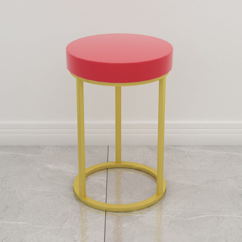 Mildew Resistant Ottoman Plain Velvet Contemporary Round Metal Frame Ottoman Red 1 Piece Gold Clearhalo 'furn' 'furn_ottomans_poufs' 'Furniture' 'Living Room Furniture' 'Ottomans & Poufs' 'ottomans_poufs' 6552918