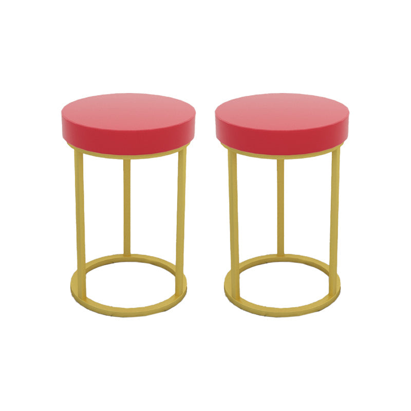 Mildew Resistant Ottoman Plain Velvet Contemporary Round Metal Frame Ottoman Red 2 Piece Set Gold Clearhalo 'furn' 'furn_ottomans_poufs' 'Furniture' 'Living Room Furniture' 'Ottomans & Poufs' 'ottomans_poufs' 6552919