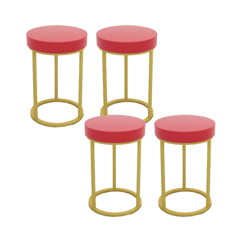 Mildew Resistant Ottoman Plain Velvet Contemporary Round Metal Frame Ottoman Red 4 Piece Set Gold Clearhalo 'furn' 'furn_ottomans_poufs' 'Furniture' 'Living Room Furniture' 'Ottomans & Poufs' 'ottomans_poufs' 6552920