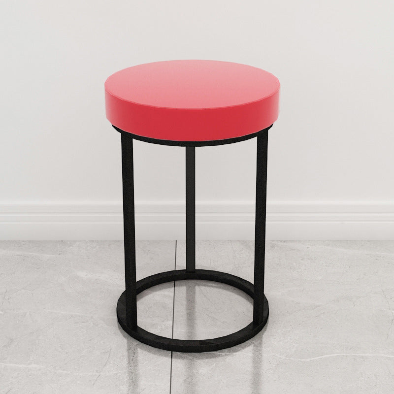 Mildew Resistant Ottoman Plain Velvet Contemporary Round Metal Frame Ottoman Red 1 Piece Black Clearhalo 'furn' 'furn_ottomans_poufs' 'Furniture' 'Living Room Furniture' 'Ottomans & Poufs' 'ottomans_poufs' 6552921