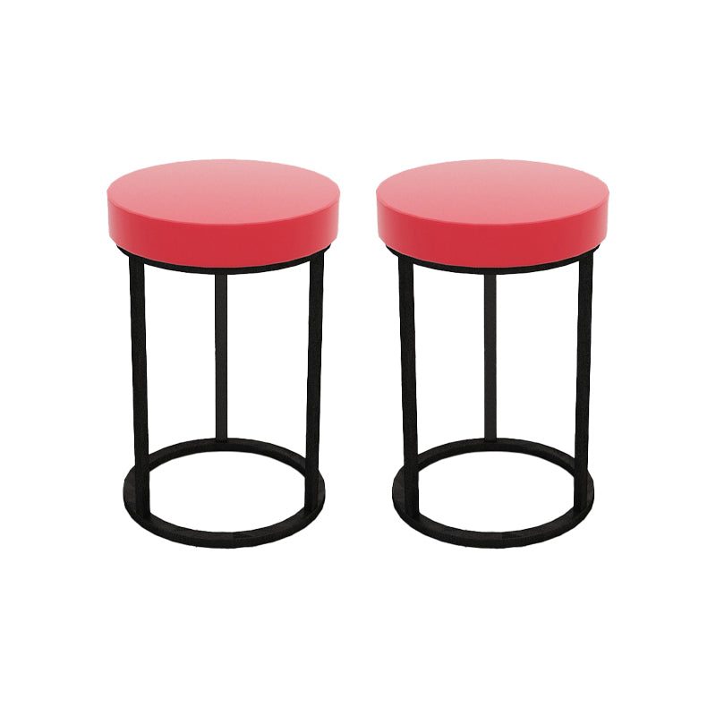 Mildew Resistant Ottoman Plain Velvet Contemporary Round Metal Frame Ottoman Red 2 Piece Set Black Clearhalo 'furn' 'furn_ottomans_poufs' 'Furniture' 'Living Room Furniture' 'Ottomans & Poufs' 'ottomans_poufs' 6552922