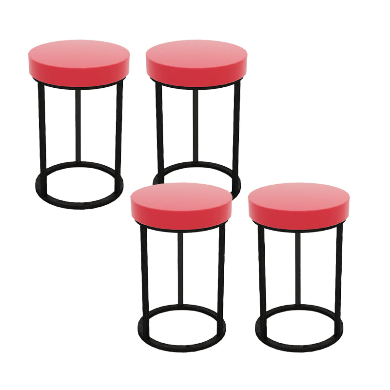 Mildew Resistant Ottoman Plain Velvet Contemporary Round Metal Frame Ottoman Red 4 Piece Set Black Clearhalo 'furn' 'furn_ottomans_poufs' 'Furniture' 'Living Room Furniture' 'Ottomans & Poufs' 'ottomans_poufs' 6552923