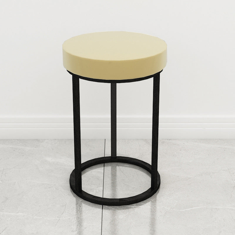 Mildew Resistant Ottoman Plain Velvet Contemporary Round Metal Frame Ottoman Yellow 1 Piece Black Clearhalo 'furn' 'furn_ottomans_poufs' 'Furniture' 'Living Room Furniture' 'Ottomans & Poufs' 'ottomans_poufs' 6552924