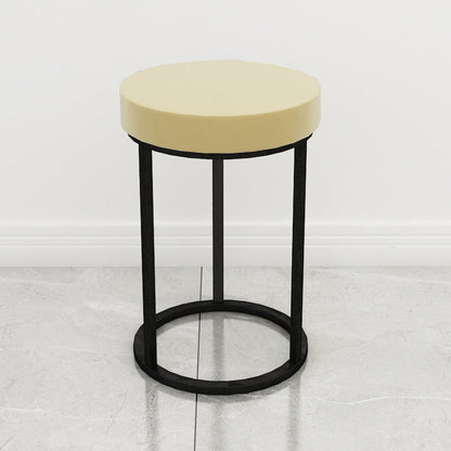 Mildew Resistant Ottoman Plain Velvet Contemporary Round Metal Frame Ottoman Yellow 1 Piece Black Clearhalo 'furn' 'furn_ottomans_poufs' 'Furniture' 'Living Room Furniture' 'Ottomans & Poufs' 'ottomans_poufs' 6552924