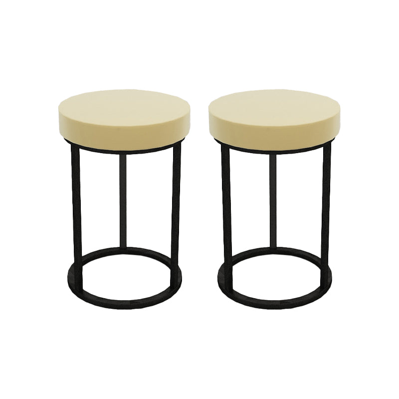 Mildew Resistant Ottoman Plain Velvet Contemporary Round Metal Frame Ottoman Yellow 2 Piece Set Black Clearhalo 'furn' 'furn_ottomans_poufs' 'Furniture' 'Living Room Furniture' 'Ottomans & Poufs' 'ottomans_poufs' 6552925