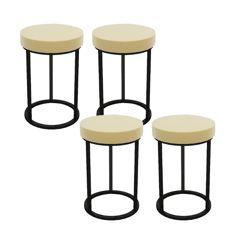 Mildew Resistant Ottoman Plain Velvet Contemporary Round Metal Frame Ottoman Yellow 4 Piece Set Black Clearhalo 'furn' 'furn_ottomans_poufs' 'Furniture' 'Living Room Furniture' 'Ottomans & Poufs' 'ottomans_poufs' 6552926