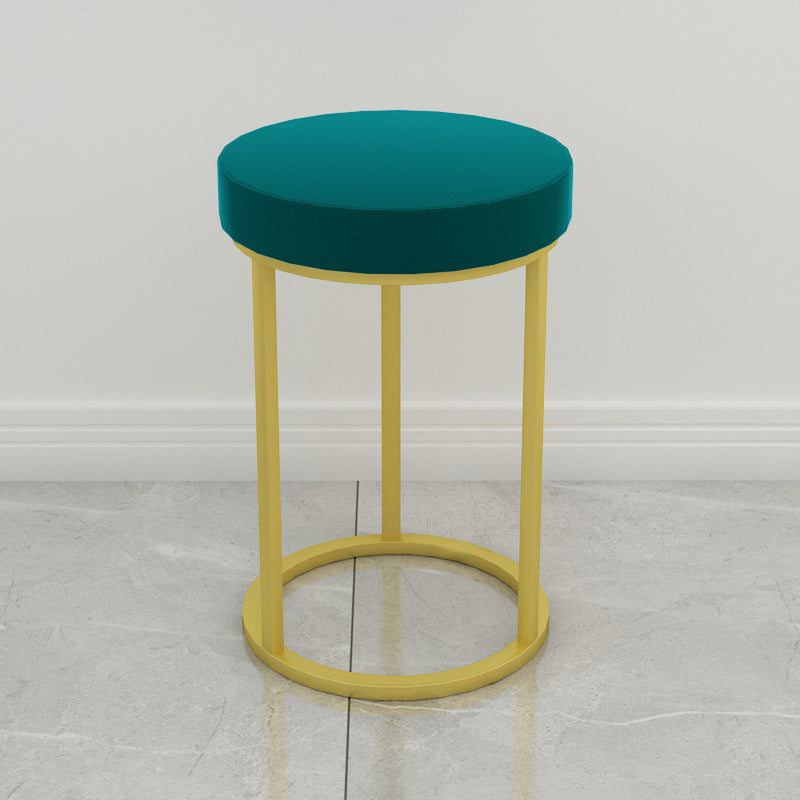 Mildew Resistant Ottoman Plain Velvet Contemporary Round Metal Frame Ottoman Green 1 Piece Gold Clearhalo 'furn' 'furn_ottomans_poufs' 'Furniture' 'Living Room Furniture' 'Ottomans & Poufs' 'ottomans_poufs' 6552927