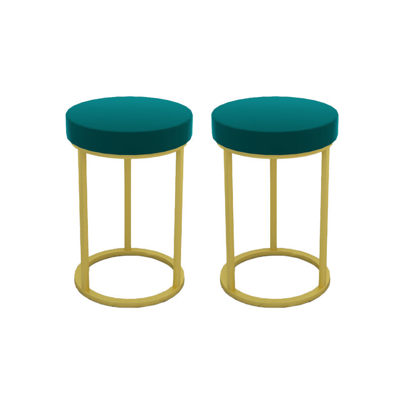 Mildew Resistant Ottoman Plain Velvet Contemporary Round Metal Frame Ottoman Green 2 Piece Set Gold Clearhalo 'furn' 'furn_ottomans_poufs' 'Furniture' 'Living Room Furniture' 'Ottomans & Poufs' 'ottomans_poufs' 6552928