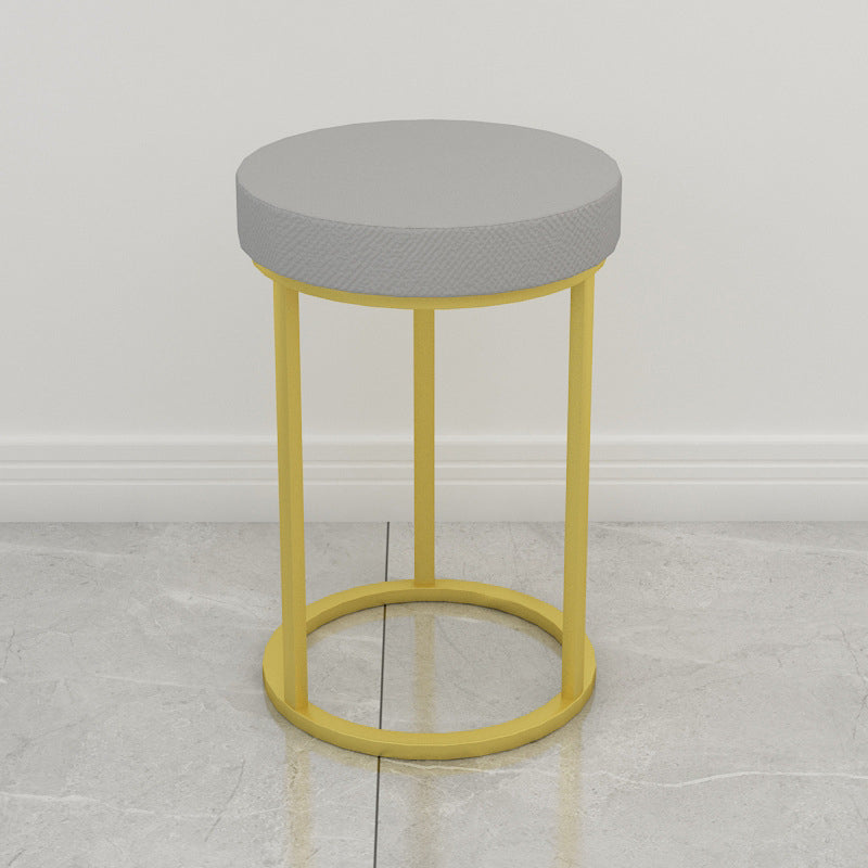 Mildew Resistant Ottoman Plain Velvet Contemporary Round Metal Frame Ottoman Gray 1 Piece Gold Clearhalo 'furn' 'furn_ottomans_poufs' 'Furniture' 'Living Room Furniture' 'Ottomans & Poufs' 'ottomans_poufs' 6552930