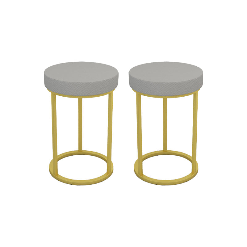 Mildew Resistant Ottoman Plain Velvet Contemporary Round Metal Frame Ottoman Gray 2 Piece Set Gold Clearhalo 'furn' 'furn_ottomans_poufs' 'Furniture' 'Living Room Furniture' 'Ottomans & Poufs' 'ottomans_poufs' 6552931