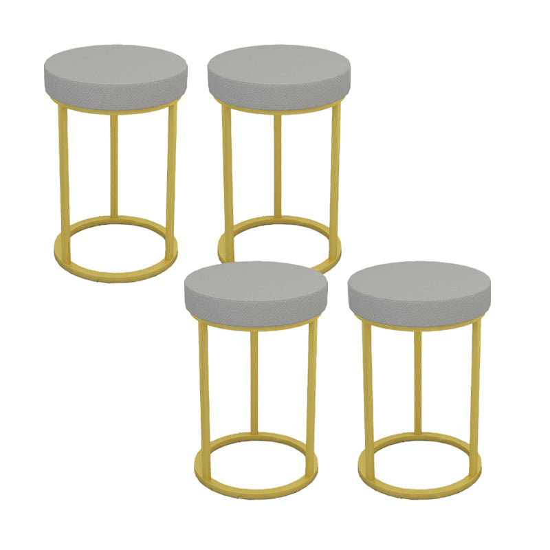 Mildew Resistant Ottoman Plain Velvet Contemporary Round Metal Frame Ottoman Gray 4 Piece Set Gold Clearhalo 'furn' 'furn_ottomans_poufs' 'Furniture' 'Living Room Furniture' 'Ottomans & Poufs' 'ottomans_poufs' 6552932