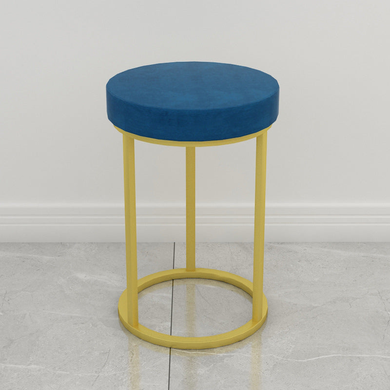 Mildew Resistant Ottoman Plain Velvet Contemporary Round Metal Frame Ottoman Blue 1 Piece Gold Clearhalo 'furn' 'furn_ottomans_poufs' 'Furniture' 'Living Room Furniture' 'Ottomans & Poufs' 'ottomans_poufs' 6552933