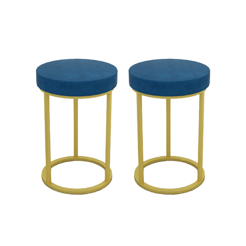 Mildew Resistant Ottoman Plain Velvet Contemporary Round Metal Frame Ottoman Blue 2 Piece Set Gold Clearhalo 'furn' 'furn_ottomans_poufs' 'Furniture' 'Living Room Furniture' 'Ottomans & Poufs' 'ottomans_poufs' 6552934