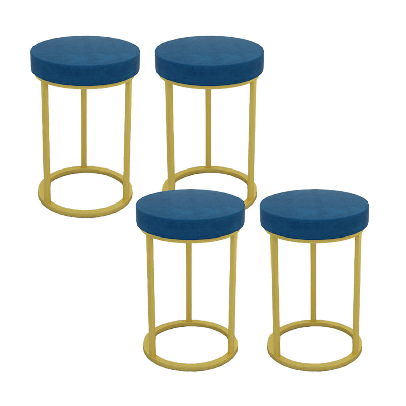 Mildew Resistant Ottoman Plain Velvet Contemporary Round Metal Frame Ottoman Blue 4 Piece Set Gold Clearhalo 'furn' 'furn_ottomans_poufs' 'Furniture' 'Living Room Furniture' 'Ottomans & Poufs' 'ottomans_poufs' 6552935