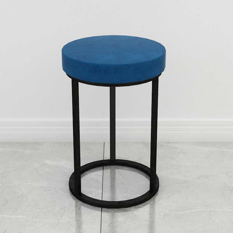 Mildew Resistant Ottoman Plain Velvet Contemporary Round Metal Frame Ottoman Blue 1 Piece Black Clearhalo 'furn' 'furn_ottomans_poufs' 'Furniture' 'Living Room Furniture' 'Ottomans & Poufs' 'ottomans_poufs' 6552936
