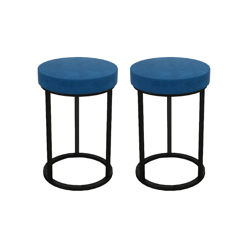 Mildew Resistant Ottoman Plain Velvet Contemporary Round Metal Frame Ottoman Blue 2 Piece Set Black Clearhalo 'furn' 'furn_ottomans_poufs' 'Furniture' 'Living Room Furniture' 'Ottomans & Poufs' 'ottomans_poufs' 6552937