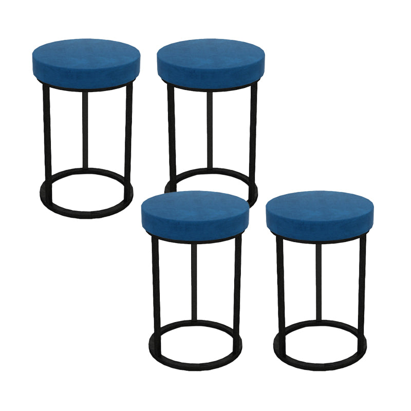 Mildew Resistant Ottoman Plain Velvet Contemporary Round Metal Frame Ottoman Blue 4 Piece Set Black Clearhalo 'furn' 'furn_ottomans_poufs' 'Furniture' 'Living Room Furniture' 'Ottomans & Poufs' 'ottomans_poufs' 6552938