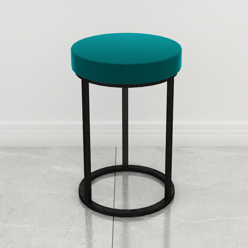Mildew Resistant Ottoman Plain Velvet Contemporary Round Metal Frame Ottoman Green 1 Piece Black Clearhalo 'furn' 'furn_ottomans_poufs' 'Furniture' 'Living Room Furniture' 'Ottomans & Poufs' 'ottomans_poufs' 6552939