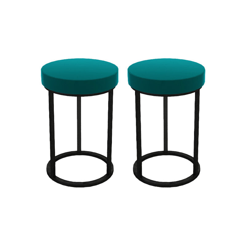Mildew Resistant Ottoman Plain Velvet Contemporary Round Metal Frame Ottoman Green 2 Piece Set Black Clearhalo 'furn' 'furn_ottomans_poufs' 'Furniture' 'Living Room Furniture' 'Ottomans & Poufs' 'ottomans_poufs' 6552940