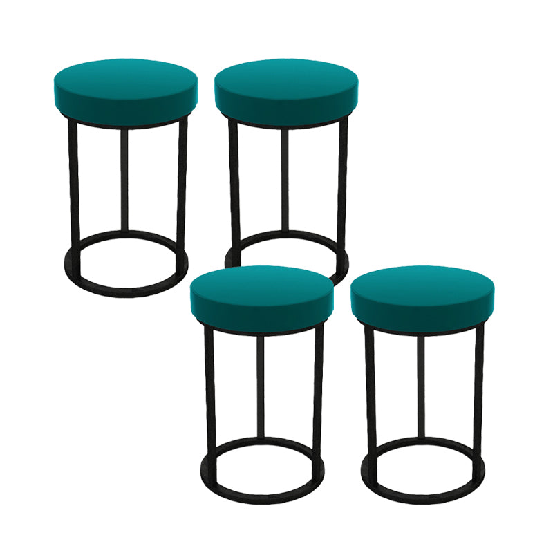 Mildew Resistant Ottoman Plain Velvet Contemporary Round Metal Frame Ottoman Green 4 Piece Set Black Clearhalo 'furn' 'furn_ottomans_poufs' 'Furniture' 'Living Room Furniture' 'Ottomans & Poufs' 'ottomans_poufs' 6552941
