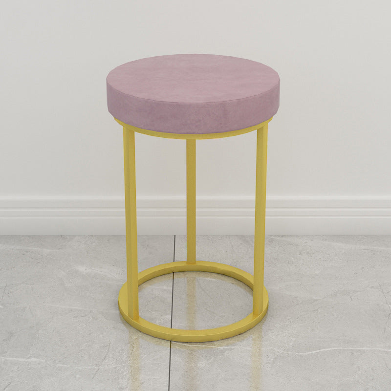 Mildew Resistant Ottoman Plain Velvet Contemporary Round Metal Frame Ottoman Pink 1 Piece Gold Clearhalo 'furn' 'furn_ottomans_poufs' 'Furniture' 'Living Room Furniture' 'Ottomans & Poufs' 'ottomans_poufs' 6552942