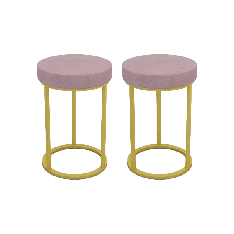 Mildew Resistant Ottoman Plain Velvet Contemporary Round Metal Frame Ottoman Pink 2 Piece Set Gold Clearhalo 'furn' 'furn_ottomans_poufs' 'Furniture' 'Living Room Furniture' 'Ottomans & Poufs' 'ottomans_poufs' 6552943