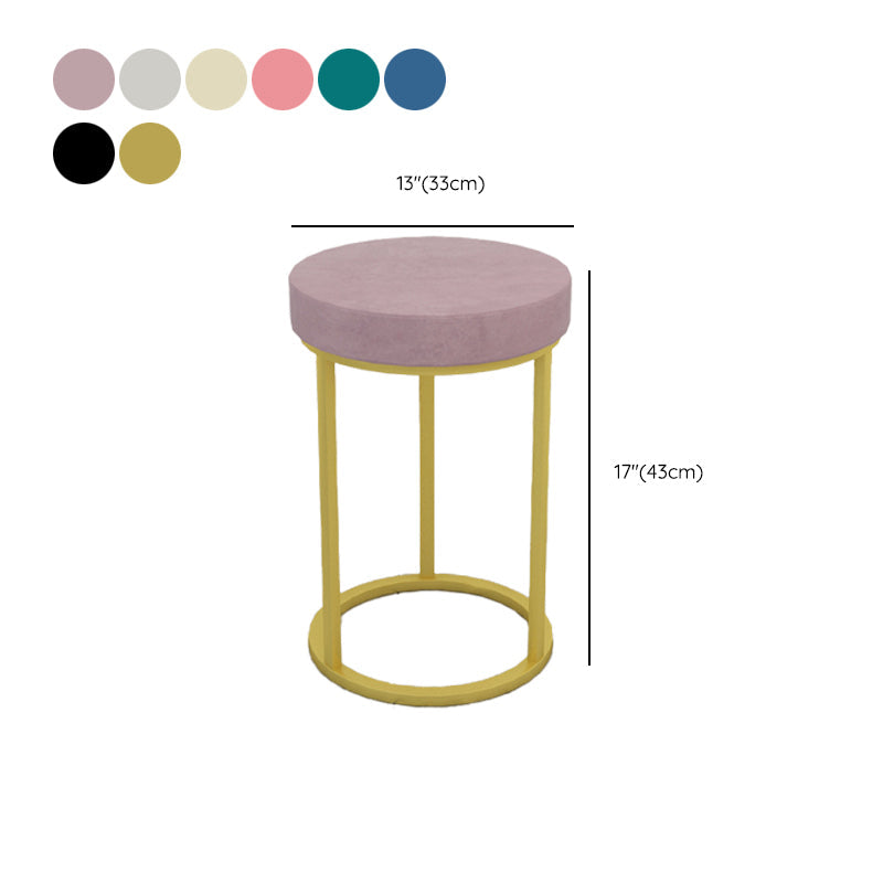 Mildew Resistant Ottoman Plain Velvet Contemporary Round Metal Frame Ottoman Clearhalo 'furn' 'furn_ottomans_poufs' 'Furniture' 'Living Room Furniture' 'Ottomans & Poufs' 'ottomans_poufs' 6552945