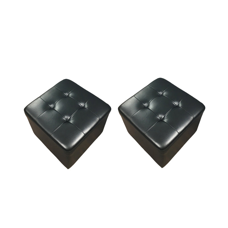 Pouf moderno de mediados de siglo Otomano de cuero genuino tapizado otomano de mechones con mechones