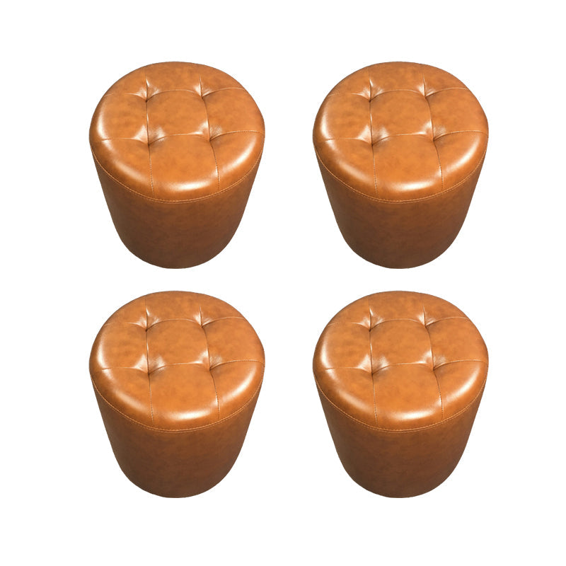 Pouf moderno de mediados de siglo Otomano de cuero genuino tapizado otomano de mechones con mechones