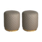 Glam Pouf Ottoman Faux Leather Upholstered Square Ottoman with Metal Legs Round Gray 2 Piece Set Clearhalo 'furn' 'furn_ottomans_poufs' 'Furniture' 'Living Room Furniture' 'Ottomans & Poufs' 'ottomans_poufs' 6552993