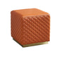 Glam Pouf Ottoman Faux Leather Upholstered Square Ottoman with Metal Legs Square Orange 1 Piece Clearhalo 'furn' 'furn_ottomans_poufs' 'Furniture' 'Living Room Furniture' 'Ottomans & Poufs' 'ottomans_poufs' 6552998