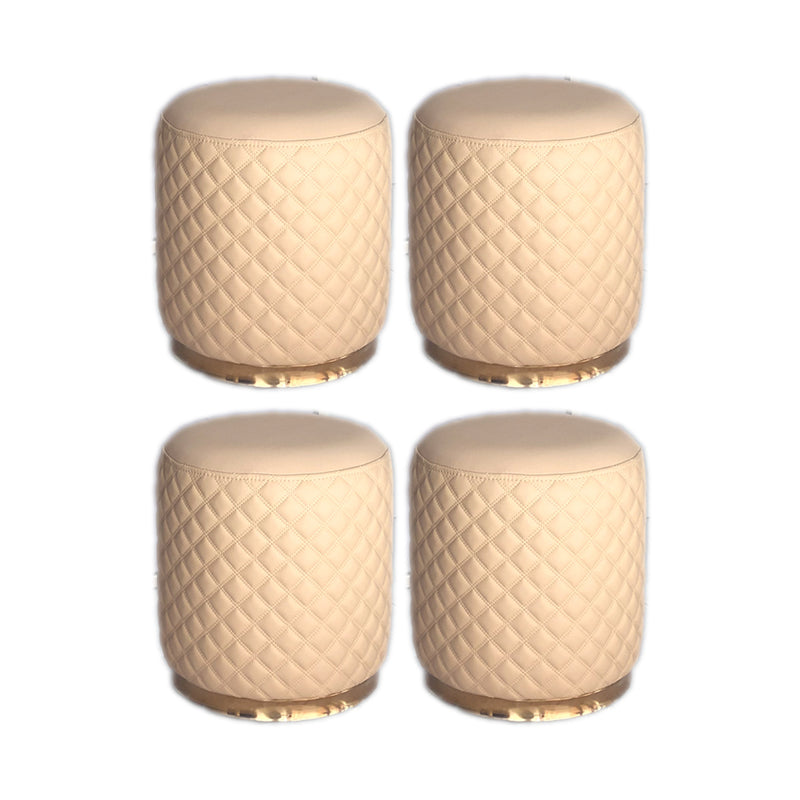 Glam Pouf Ottoman Faux Leather Upholstered Square Ottoman with Metal Legs Round Yellow 4 Piece Set Clearhalo 'furn' 'furn_ottomans_poufs' 'Furniture' 'Living Room Furniture' 'Ottomans & Poufs' 'ottomans_poufs' 6553000