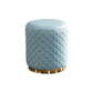 Glam Pouf Ottoman Faux Leather Upholstered Square Ottoman with Metal Legs Round Blue 1 Piece Clearhalo 'furn' 'furn_ottomans_poufs' 'Furniture' 'Living Room Furniture' 'Ottomans & Poufs' 'ottomans_poufs' 6553004