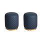 Glam Pouf Ottoman Faux Leather Upholstered Square Ottoman with Metal Legs Round Dark Blue 2 Piece Set Clearhalo 'furn' 'furn_ottomans_poufs' 'Furniture' 'Living Room Furniture' 'Ottomans & Poufs' 'ottomans_poufs' 6553008
