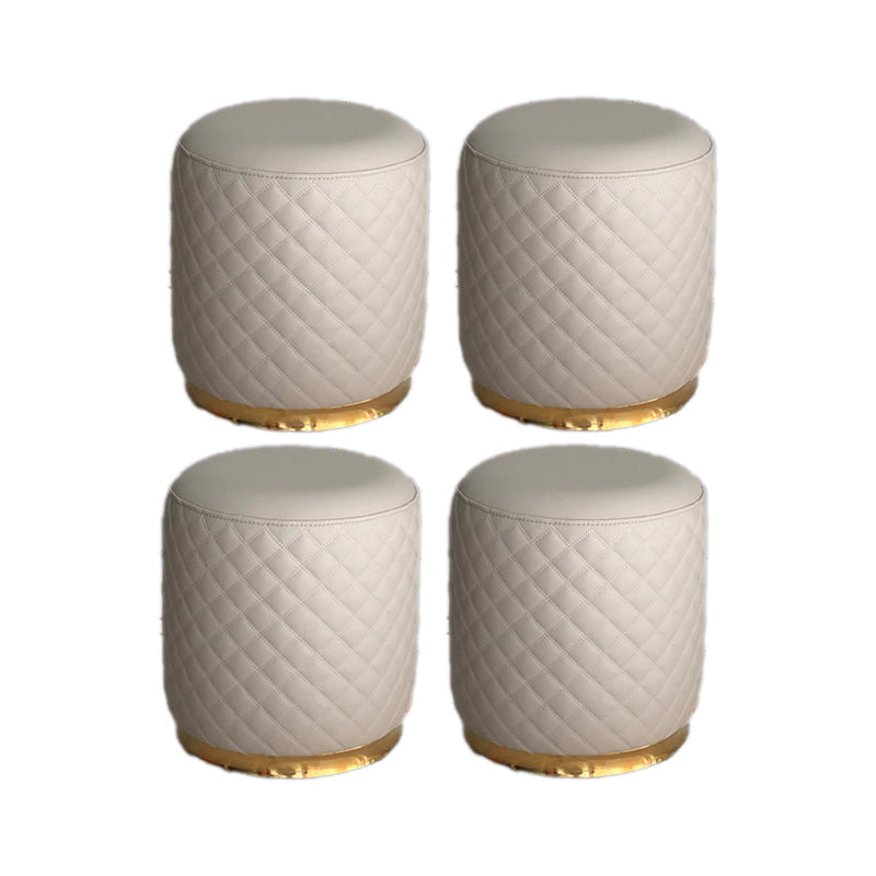 Glam Pouf Ottoman Faux Leather Upholstered Square Ottoman with Metal Legs Round Light Gray 4 Piece Set Clearhalo 'furn' 'furn_ottomans_poufs' 'Furniture' 'Living Room Furniture' 'Ottomans & Poufs' 'ottomans_poufs' 6553012