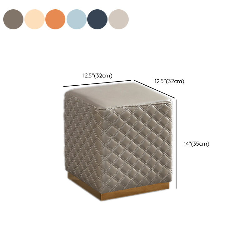 Glam Pouf Ottoman Faux Leather Upholstered Square Ottoman with Metal Legs Clearhalo 'furn' 'furn_ottomans_poufs' 'Furniture' 'Living Room Furniture' 'Ottomans & Poufs' 'ottomans_poufs' 6553030