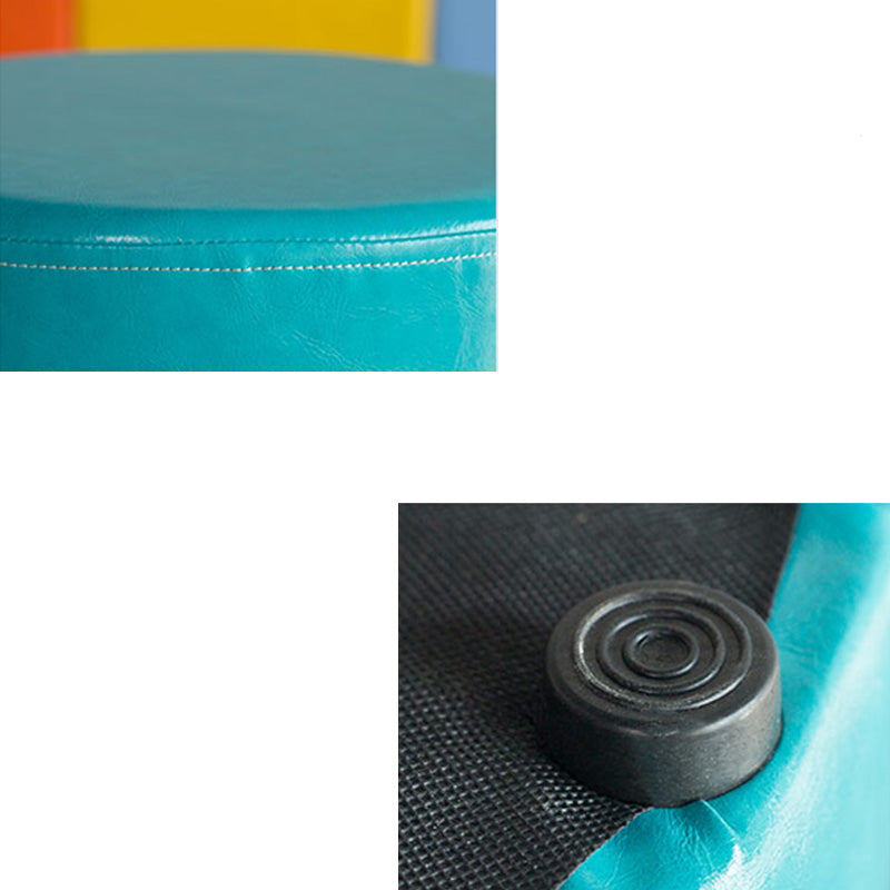 Modern Pouf Ottoman PU Leather Upholstered Solid Color Cylinder Shape Ottoman Clearhalo 'furn' 'furn_ottomans_poufs' 'Furniture' 'Living Room Furniture' 'Ottomans & Poufs' 'ottomans_poufs' 6553094